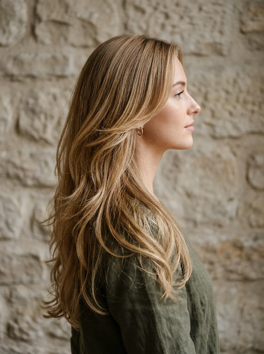 Balayage, mid-length